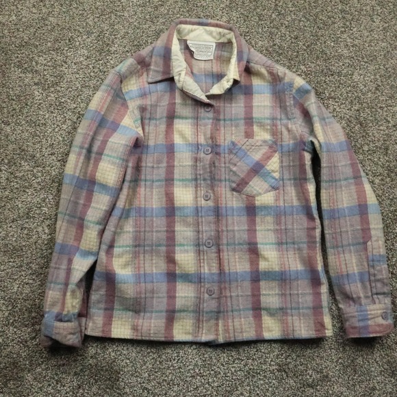 ventage Pendleton Shirt Women's S Pastel Plaid Wool  Button Up Woolen Mills - Picture 1 of 7